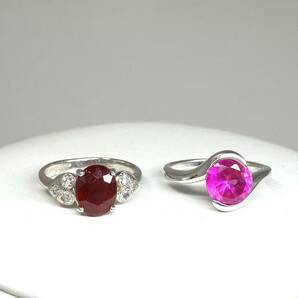 ［ルビーリング6点おまとめ］a 重量約18.5g 宝石 ruby コランダム 紅玉 jewelry ジュエリー ring 指輪 silver 925 12号 13号 16号CE0の画像2