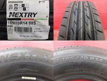 新品夏タイヤ 中古アルミホイール セット ブリヂストン ネクストリー 185/70R14 シュナイダー 14インチ E12 ノート アクシオなどに_画像2