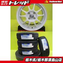 ローダウンKカー 新品タイヤ 中古アルミ 165/55R15 グッドイヤー LS2000HB2 2023年製 エコフォルム CRS102 6.0J 4/100 +45 ホワイト_画像1