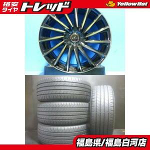 溝有 中古 夏タイヤ 225/45R18 ダンロップ SP SPORT MAXX 050 新品 ホイール レオニス CH 8.0J-18 5H 114.3 +42 夏組 アルミSET 白河