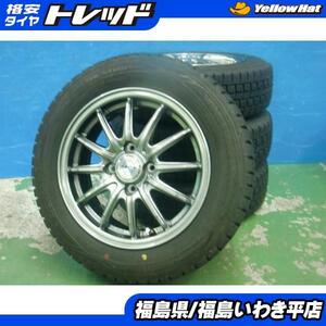 ★福島いわき★ 中古の冬タイヤ・ホイールセット ザック JP-812 14X5.5J ダンロップ WM01 165/70R14 2017年製 マーチ スイフト 等