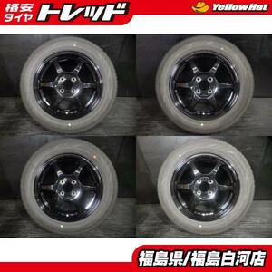 バリ溝 中古セット 175/65R15 23年製 Maxrnu Efficia 社外 6本 スポーク 5.0J-15 4H 100 +40 夏組 ブラック スイフト アクア 白河