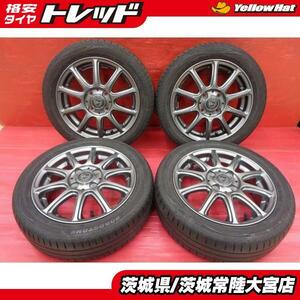 送料無料 中古 夏タイヤ ホイールセット 18年製 ロードストーン 165/55R14 ベスト GM10 14インチ 4.5J +43 4H100 モコ ライフ ムーヴ