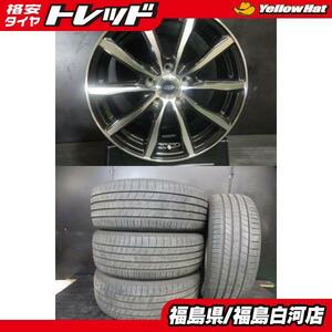 中古 タイヤ 205/55R17 91V ダンロップ ルマンV 新品アルミ TEAD SWING 7.0J-17 5H 114.3 +48 夏セット ヴォクシー ノア 70 80系 白河