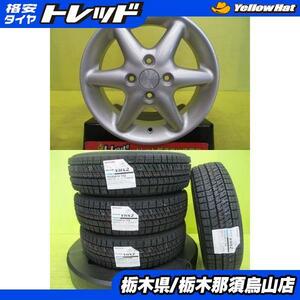 アルト ワゴンR 新品タイヤ 中古アルミ 155/65R14 ブリヂストン ブリザック VRX2 2023年製 ラパンSS純正アルミ 4.5J 14 4/100 +50