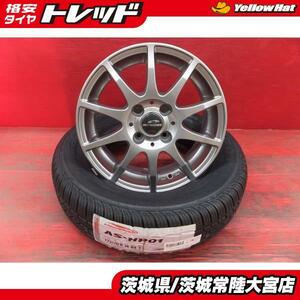 新品夏タイヤ 中古アルミホイール セット 22年製 海外製 アロースピード 175/70R14 シュナイダー 14インチ ヴィッツ アクシオ等に