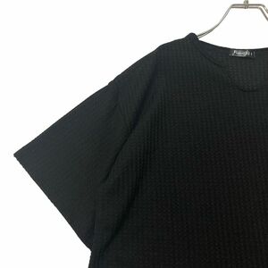FASHION カットソー Tシャツ メンズ カジュアル 薄手 ブラック 透け感 半袖 オシャレ