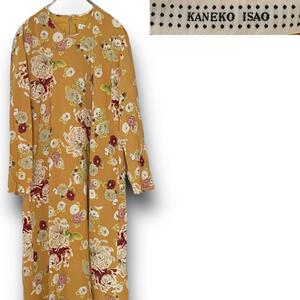  не использовался товар KANEKO ISAO Kaneko Isao цветочный принт длинный длина длинный рукав One-piece PINK HOUSE желтый 