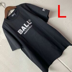 LサイズメンズBALLサラサラ生地プリント半袖Tシャツ黒