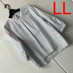 LLサイズ日本製綿100%ペイズリージャガード七分袖ブラウスカットソー　定価9990円