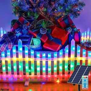 ソーラー イルミネーションライト LED 8枚 柵型 ガーデンライト 飾り 夜間自動点灯 USB充電可能 屋外 庭 クリスマス カラフル