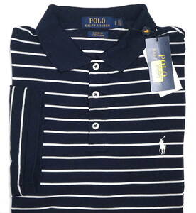 【新品】ラルフローレン ■ 鹿の子ポロシャツ ■ メンズ XL / US L ■ ストレッチ ネイビーボーダー POLO RALPH LAUREN 正規品