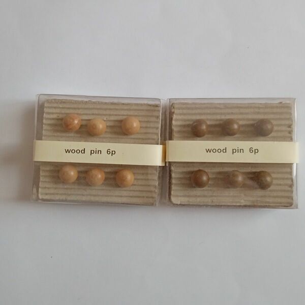 【新品未使用】ウッドピン　wood pin　6個入　ブラウン　ベージュ