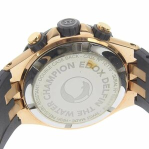 1円 訳あり エドックス EDOX 10110 クオーツ デルフィン クロノ 黒文字盤 SS×ラバー メンズ 腕時計の画像4