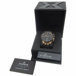 1円 訳あり エドックス EDOX 10110 クオーツ デルフィン クロノ 黒文字盤 SS×ラバー メンズ 腕時計の画像8