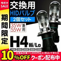 HID 交換用バルブ H4 Hi/Lo切替式 35W 55W兼用 2本組 モデル信玄_画像1