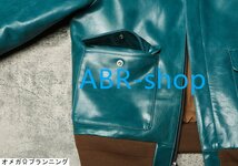 ホースハイド 30's TYPE A-2 フライトジャケット ポリッシュブルー L(38) S～5XLサイズ選択可 インディゴ 藍染め 茶芯レザー 馬革_画像7