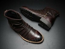 新品ブーツ メンズ ショートブーツ ミリタリーブーツ エンジニアブーツ ワークブーツ 紳士靴 作業靴 24.5-29cm 黒_画像3