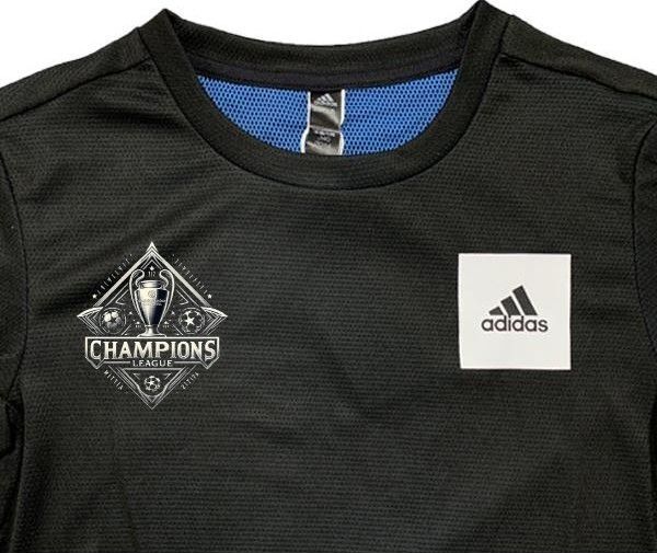 チャンピオンズリーグ風シャツ ワンポイントプリント 半袖ドライTシャツ adidas 子供 新品タグ付 サッカー
