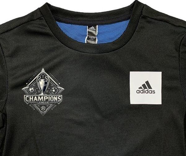 チャンピオンズリーグ風シャツ　 ワンポイントプリント 半袖ドライTシャツ adidas　子供　新品タグ付　サッカー