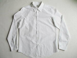 ホワイト★ XL ポールスミス・PS★ 長袖途切れストライプドレスシャツ★ 白