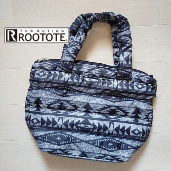 【美品】ルートート フェザールーDELI ダウン ROOTOTE オルテガ柄