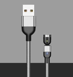 iphoneシルバー 1m マグネット540度回転 USB 充電 ケーブルのみ 磁石 磁気 防塵 着脱式 ワンタッチ簡単接続 ライトニング アップル