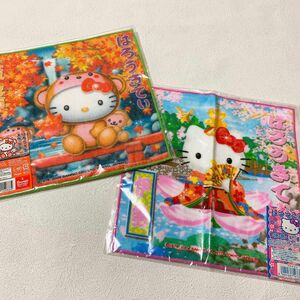 【新品】ハローキティ　ご当地タオルハンカチ2枚　伊勢限定(三重)&箕面猿(大阪)