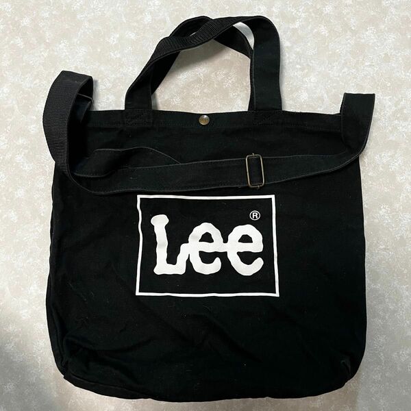 Lee リー トートバッグ エコバッグ ショルダーバッグ ブラック 黒 通勤 通学 大容量 ポケット付き 