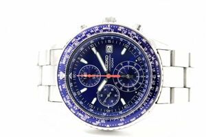 314　SEIKO CHRONOGRAPH 100M QZ　7T92-0CF0　セイコー パイロットウォッチ クロノグラフ ブルー文字盤 クォーツ メンズ 腕時計 純正ブレス