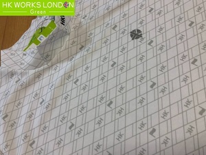 HK WORKS LONDON Green(コシノヒロコゴルフ)春夏 新品 吸水速乾 ダイヤ柄モックネック半袖シャツ C5330RR(ホワイト)ＬＬ