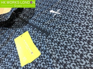 HK WORKS LONDON Green(コシノヒロコゴルフ)春夏 新品 吸水速乾 デジタル柄 ハーフジップ半袖シャツ C6330RR(ブラック)Ｌ