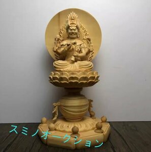 総檜材 木彫仏像 仏教美術 精密細工 仏師で仕上げ品 愛染明王像 高さ31cm
