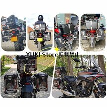 サイドボックス バイク用 サイドケース 左右セット 各38L ルミ製 パニアケース 鍵/取付ネジ付 サポートなし 革裏地 防水 簡単脱着 ブラック_画像8