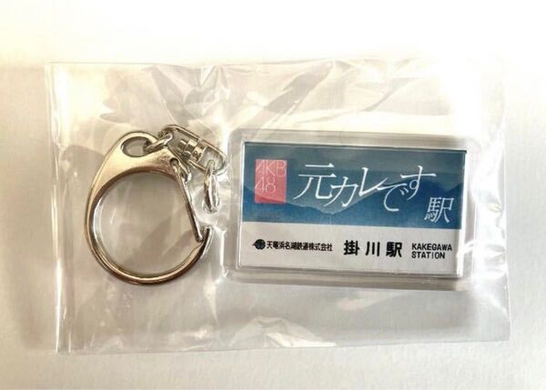 【AKB48コラボ】メンバー命名:駅名看板 キーホルダー 元カレです駅 掛川駅 天竜浜名湖鉄道