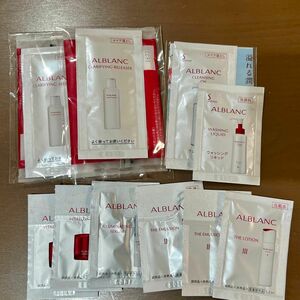 ALBLANC サンプル7種１０個セット（メイク落とし、洗顔料、ローション、乳液、美容液、クリーム）＆ラウラ化粧ポーチ