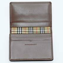 M03 BURBERRY バーバリー ロゴ ノバチェック レザー 名刺入れ カードケース ブラウン_画像7