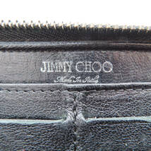 K03 JIMMY CHOO ジミーチュウ スタースタッズ レザー ラウンドファスナー 長財布 ブラック_画像8