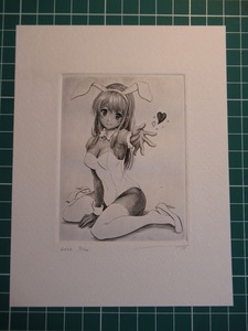 Art Auction ★Moe copperplate print, sold for 1 yen, signed edition available, collection, hand-drawn illustration, photo size, Moe, cute, painting, copperplate print, comics, anime goods, hand drawn illustration