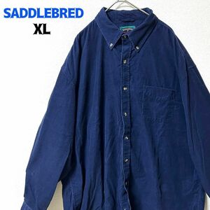 SADDLEBRED コーデュロイシャツ 長袖 ワークシャツ XL ネイビー BD ボタンダウン ゆるだぼ