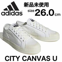 1円~ 26cm アディダス シティ キャンバス スニーカー CITY CANVAS U スケートボーディング 通学 シューズ 白靴 ホワイト 白 adidas 定番_画像1