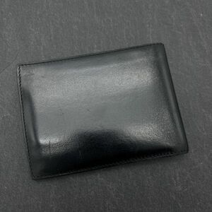 美品 エルメス W刻印 ボックスカーフ レザー 二つ折り 札入れ パスケース カードケース 財布 黒 メンズ レディース *767