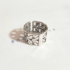 シルバーリング 925 銀 ワイドボリューム チェーン 幅広 韓国 指輪