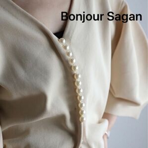 新品未使用Bonjour Sagan ビッグパールボタンカーディガンIVORY