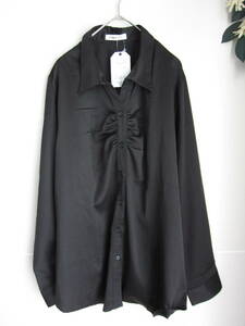 ★P807　新品　【サイズ・4L】　ブラック　シンプル　長袖　シャツ　大きいサイズ　クリックポスト