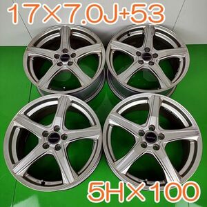 【送料無料】 即決 BALMINUM RZ 17×7.0J+53 PCD 5H×100 バルミナ アルミホイール アルミ 社外 ホイール 5穴 4本セット YH147