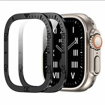 Apple Watch ULTRA用 メタルフレーム保護ガラス　ブラック_画像1