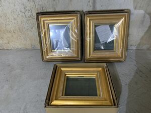 R299-0318 unused goods picture frame frame 3 point set interior wooden frame amount empty amount art picture equipment ornament box attaching oil painting Gold 