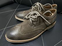 1度使用 Clarks クラークス UK8≒26cm レザーシューズ ビジネスシューズ ドレスシューズ ウイングチップ プレーントゥ ダークブラウン_画像1