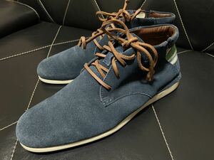 極美品 ROCKPORT ロックポート A12800 27.5cm レザーシューズ レザースニーカー ミドルカット プレーントゥ レースアップ カジュアル NVY